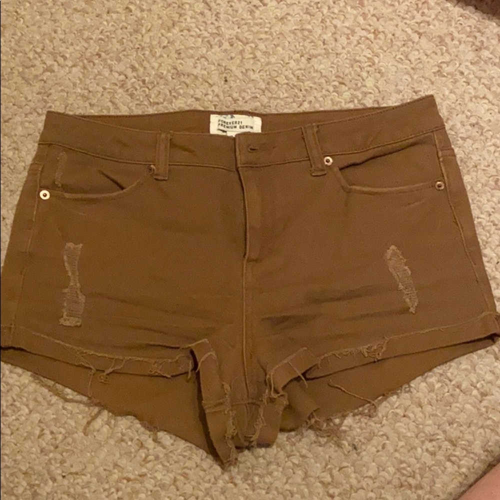 Brown denim shorts